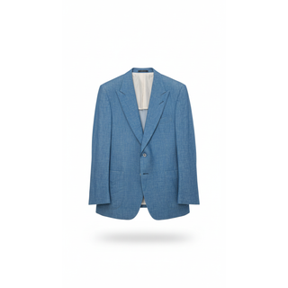 Tom Ford Textured Linen-Silk Two-Button Blazer Turquoise