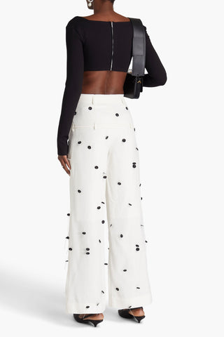 JACQUEMUS CRIOLLO BROD POLKA-DOT CANVAS WIDE-LEG PANTS - Size 34