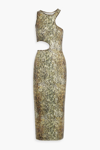 STELLA MCCARTNEY CUTOUT SEQUINED MESH MIDI DRESS - Size 40