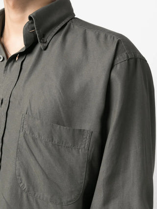 Tom Ford Cotton Button-Down Collar Shirt with Chest Pocket Green