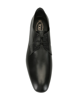 Tods Smooth Leather Lace-Up Derby Shoes Black