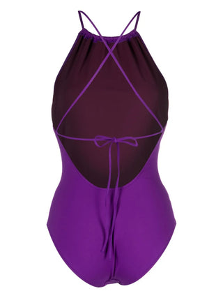 Ulla Johnson Halter Neck One-Piece Swimsuit with Cross-Back Tie