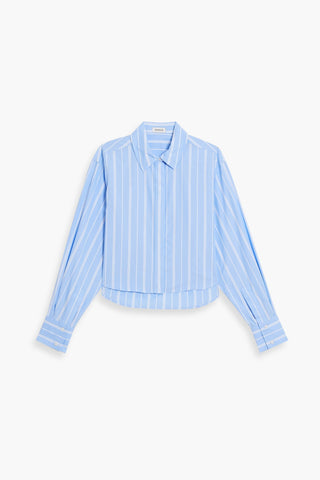 SIMKHAI RENATA CROPPED STRIPED COTTON-POPLIN SHIRT - Size XS