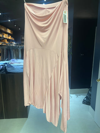 Tom Ford Satin-Effect Draped Asymmetric Pink Midi Skirt