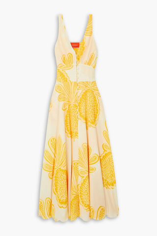LA DOUBLEJ PRINTED SILK CREPE DE CHINE MAXI DRESS - Size XL