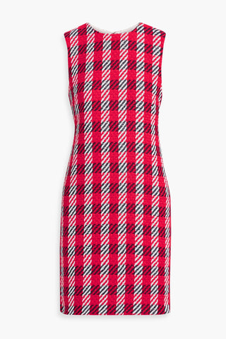 OSCAR DE LA RENTA CHECKED COTTON-BLEND TWEED MINI DRESS - Size 4
