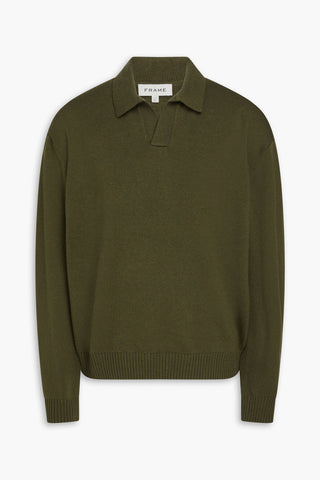 FRAME WOOL AND SILK-BLEND POLO SWEATER - Size S
