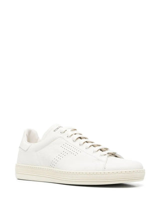 Tom Ford Perforated Leather Low-Top Sneakers Butter Cream