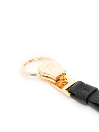 Tom Ford Pebbled Leather Zipper-Style Keyring Black