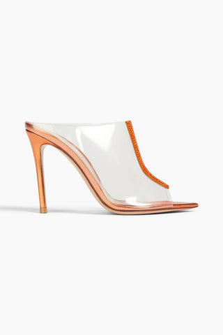GIANVITO ROSSI SIGMA CRYSTAL-EMBELLISHED PVC MULES - Size 38.5
