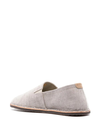 Brunello Cucinelli Textured Linen Blend Slip-On Espadrilles Light Grey
