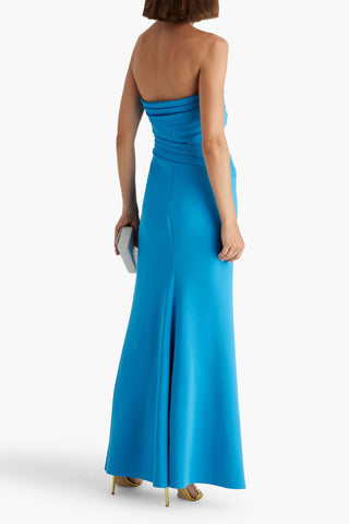 BADGLEY MISCHKA STRAPLESS PLEATED PONTE MAXI DRESS - Size 4