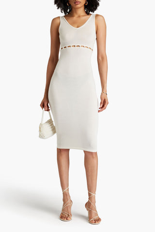 NAADAM CUTOUT BUTTON-EMBELLISHED CUPRO-BLEND MIDI DRESS - Size M