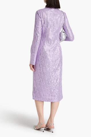STINE GOYA SONJA SEQUINED JACQUARD-KNIT MIDI SHIRT DRESS - Size XS