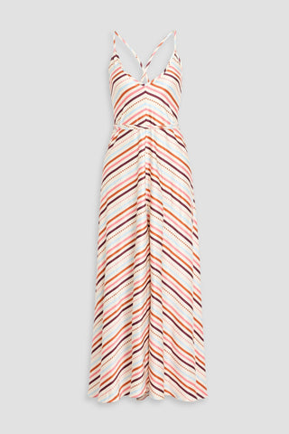 LEMLEM ALUNA STRIPED CREPE DE CHINE MAXI SLIP DRESS - Size M
