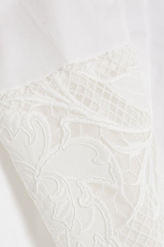 OSCAR DE LA RENTA GUIPURE LACE-TRIMMED COTTON-BLEND POPLIN MIDI SHIRT DRESS - Size 2