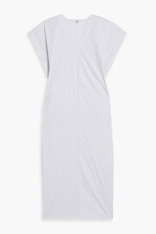 TOTEME STRIPED COTTON AND LYOCELL-BLEND POPLIN MAXI DRESS - Size M