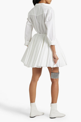 KHAITE JORJA LAYERED PLEATED COTTON-POPLIN MINI WRAP SKIRT - Size 2