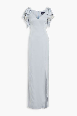 MARCHESA NOTTE EMBELLISHED SATIN-CREPE GOWN - Size 6