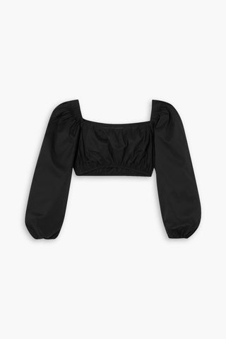 ZEYNEP ARCAY CROPPED GATHERED COTTON-BLEND POPLIN TOP - Size 2
