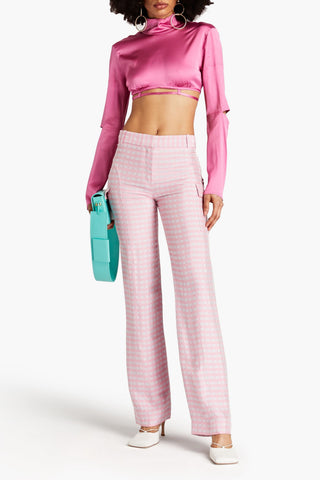 JACQUEMUS MENTALO CROPPED CUTOUT SATIN TOP - Size 38