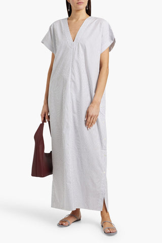 TOTEME STRIPED COTTON AND LYOCELL-BLEND POPLIN MAXI DRESS - Size M