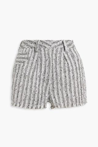 IRO HONZA METALLIC STRIPED TWEED SHORTS - Size 34