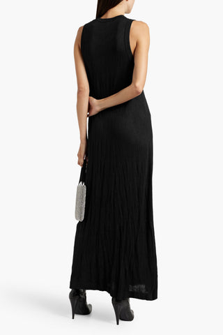 HELMUT LANG CRINKLED MERINO WOOL-BLEND MIDI DRESS - Size S