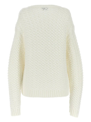 Tom Ford Textured Knit Crew Neck Sweater White