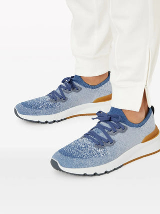 Brunello Cucinelli Two-Tone Knit Low-Top Sneakers