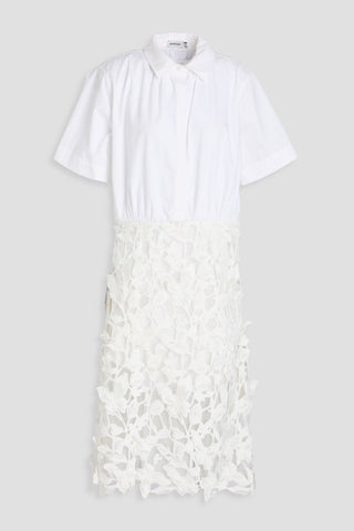 SIMKHAI COLETTE GUIPURE LACE AND COTTON-POPLIN SHIRT DRESS - Size 6