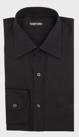 Tom Ford Lyocell-Silk Blend Point-Collar Shirt Black