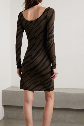 ET OCHS AIDA CUTOUT ZEBRA-PRINT STRETCH-JERSEY MINI DRESS - Size 4