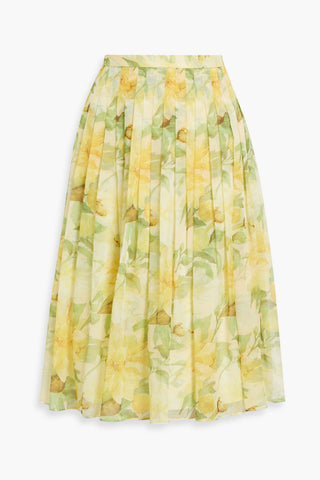 MIKAEL AGHAL PLEATED FLORAL-PRINT CHIFFON SKIRT - Size 4