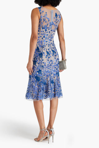 MARCHESA NOTTE EMBROIDERED TULLE DRESS - Size 14