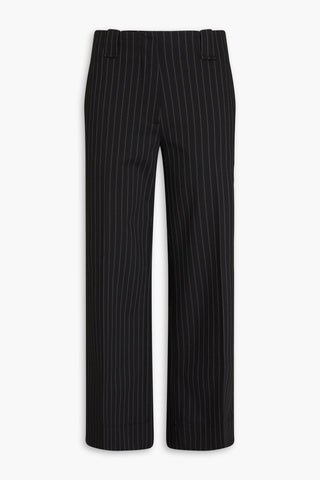 GANNI PINSTRIPED TWILL WIDE-LEG PANTS - Size 32