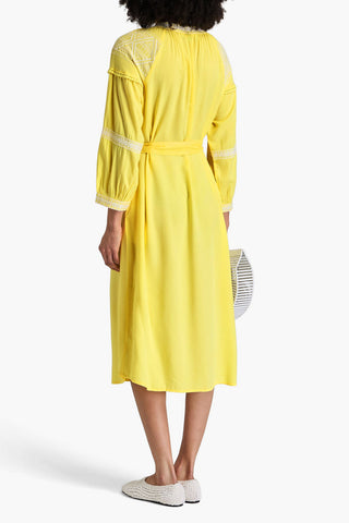MELISSA ODABASH ALLY EMBROIDERED VOILE MIDI DRESS - Size S
