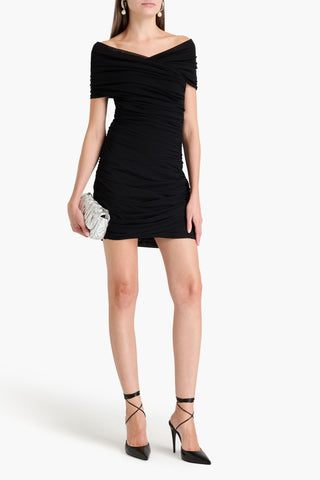 PHILOSOPHY DI LORENZO SERAFINI OFF-THE-SHOULDER RUCHED JERSEY MINI DRESS - Size 42