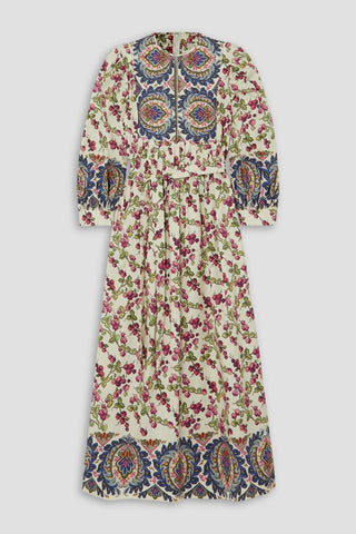 ETRO FLOWER-PRINT COTTON-BLEND POPLIN MIDI DRESS - Size 40
