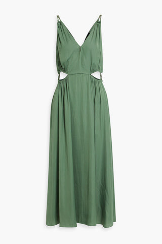 MAJE CUTOUT SATIN MIDI DRESS - Size 42