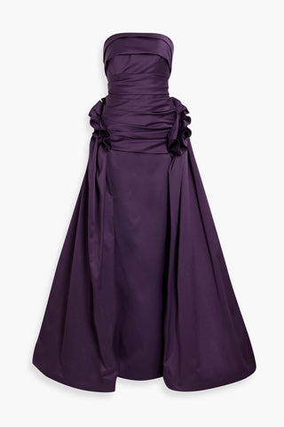 CAROLINA HERRERA STRAPLESS RUFFLED DUCHESSE-SATIN GOWN - Size 2