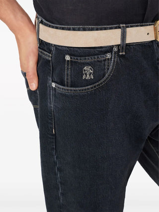 Brunello Cucinelli Brunello Cucinelli Dark Wash Denim Panel-Knee Trousers