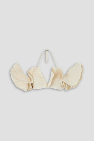 JACQUEMUS ARTICHAUT CROPPED COLD-SHOULDER COTTON-CANVAS TOP - Size 38