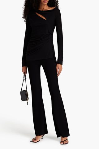 HELMUT LANG RUCHED CUTOUT JERSEY TOP - Size S