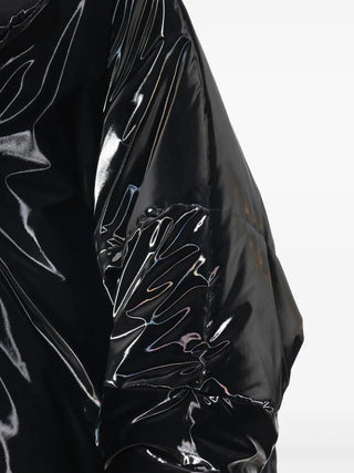 Saint Laurent Crinkled Glossy Padded Coat Black