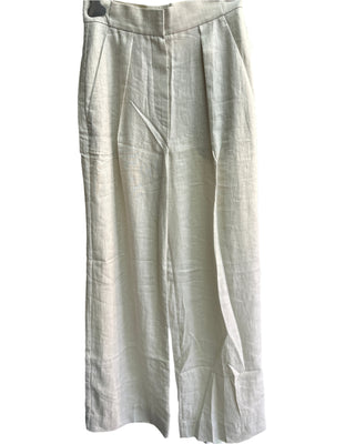 Brunello Cucinelli Linen Pleated Wide-Leg Trousers Beige