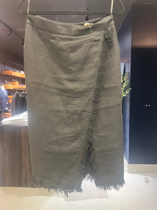 Tom Ford Tom Ford Linen Fringed Asymmetrical Midi Skirt