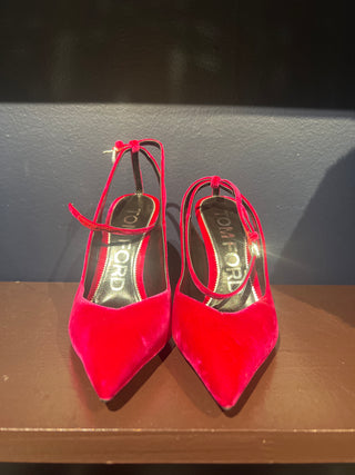 Tom Ford Velvet Hot Pink Pointed-Toe Ankle-Strap Pumps