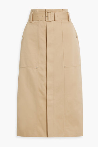 A.L.C. MAIA BELTED COTTON-TWILL MIDI SKIRT - Size 4