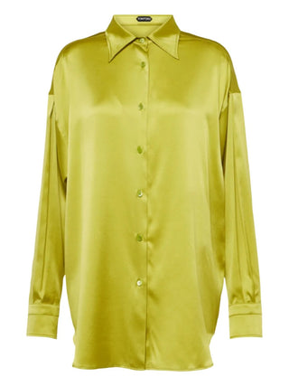 Tom Ford Green Silk Oversized Point-Collar Shirt
